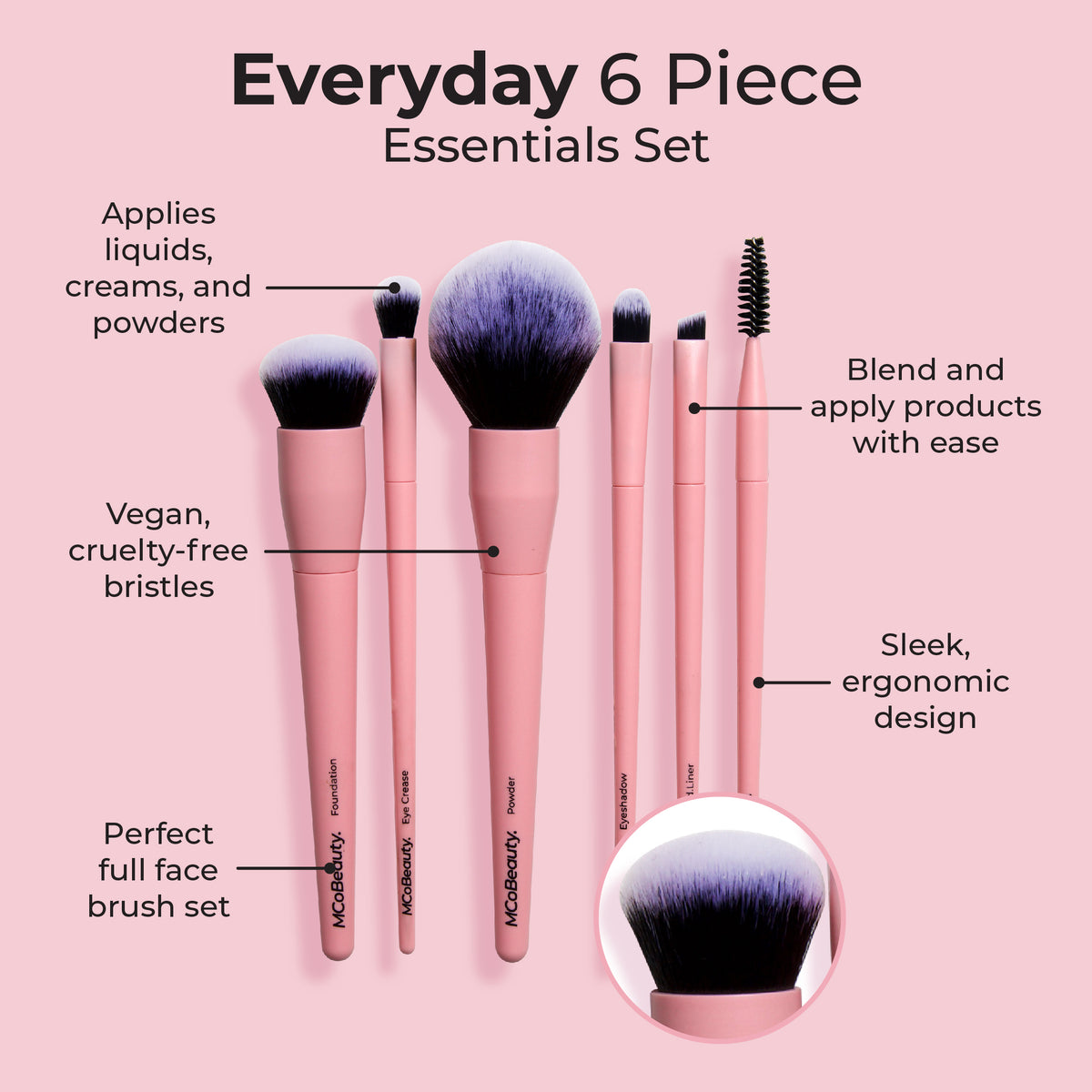 5 Piece Makeup Brush Set – MCoBeauty