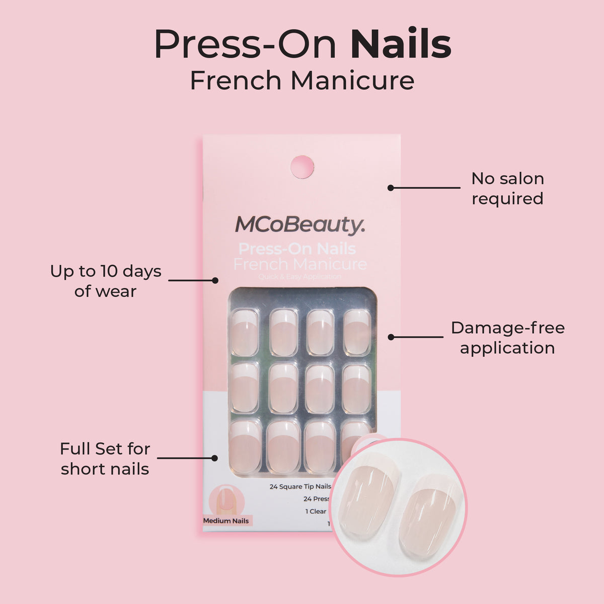 Press-On Nails Natural - Square Tip – MCoBeauty