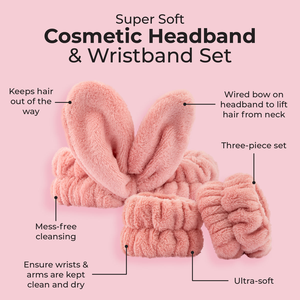 Super Soft Cosmetic Headband & Wristband Set – MCoBeauty
